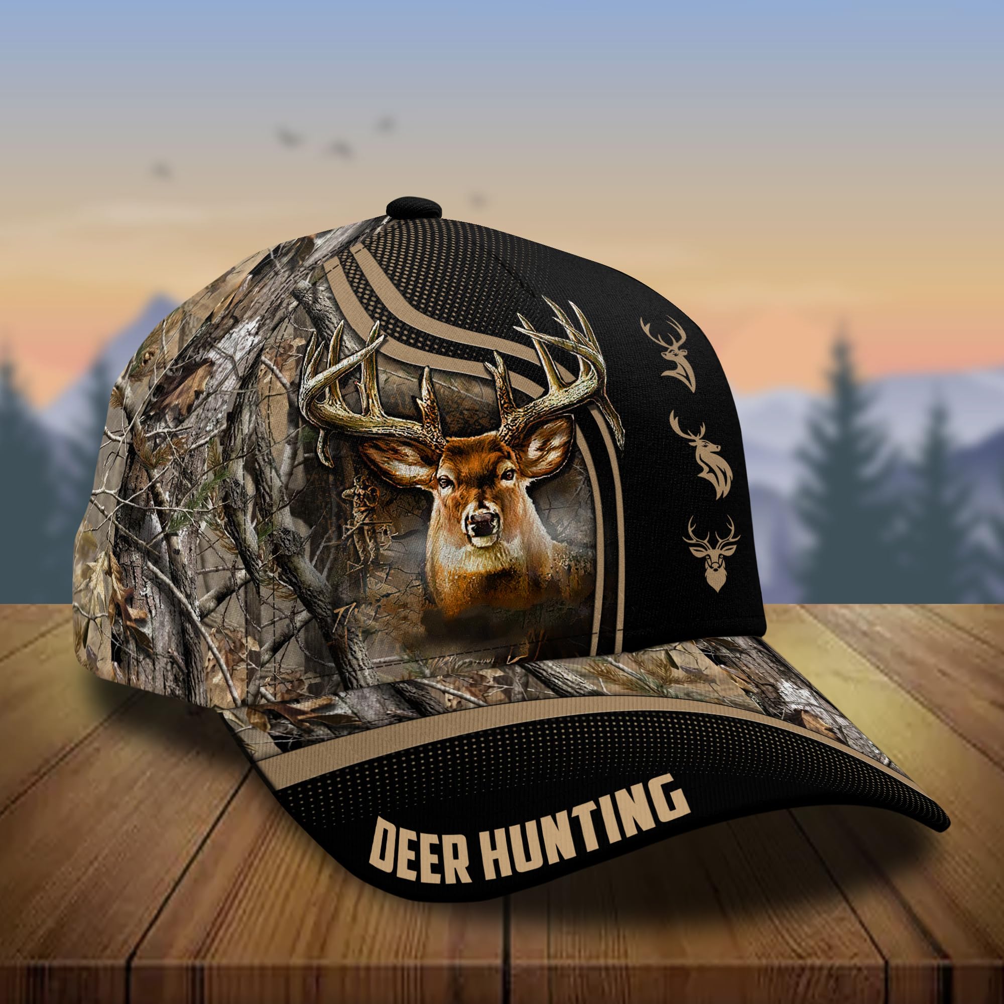 CleveFit Premium Deer Hunting Cap, Classic Deer Hunter Baseball Cap, American Hunter Brow Brown Adjustable Hat, Outdoor Hunting Dad Hat for Men