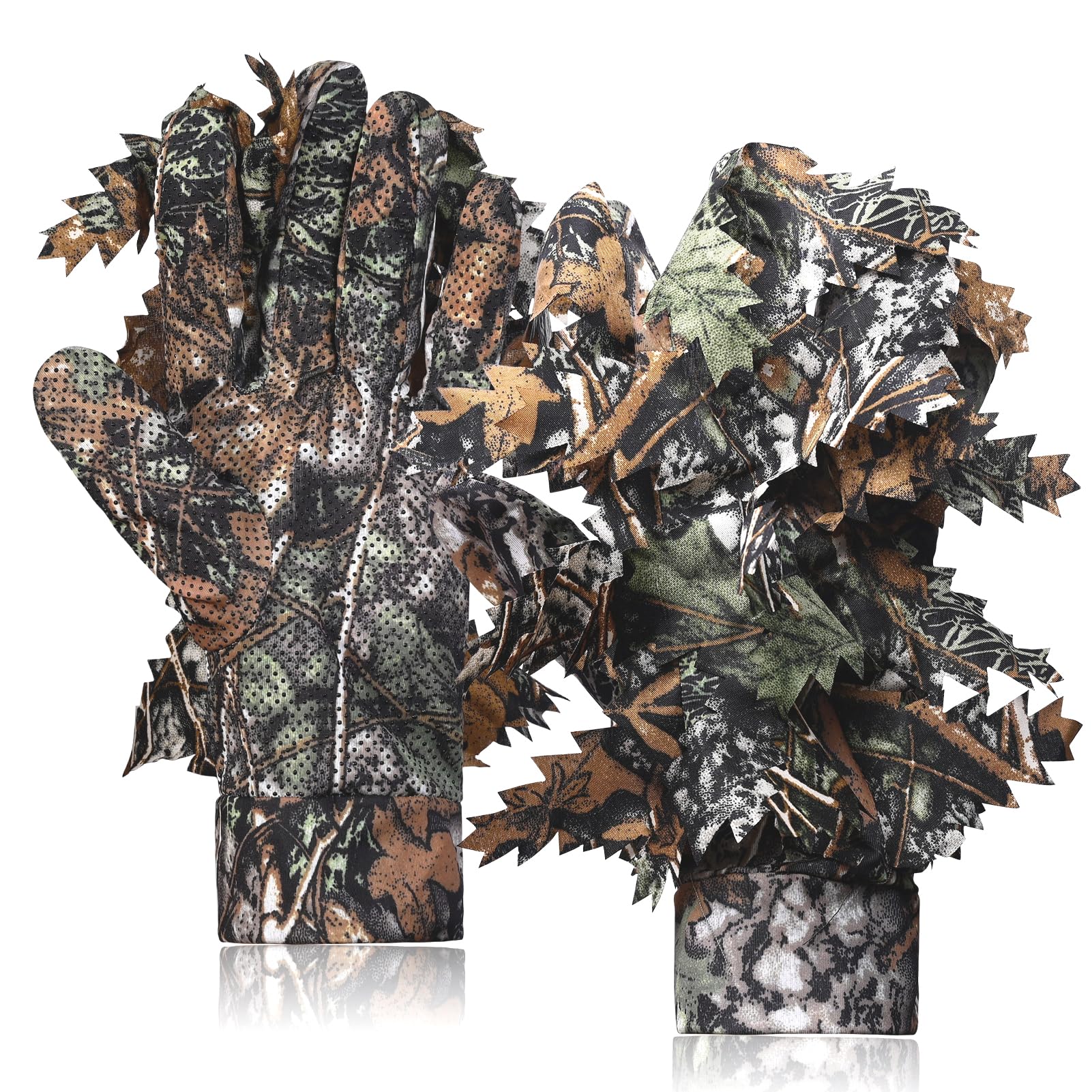 EAmber Camouflage Hunting Gloves 3D Leaf Camo Gloves Pro Anti-Slip Lightweight Archery Accessories Hunting Outdoors