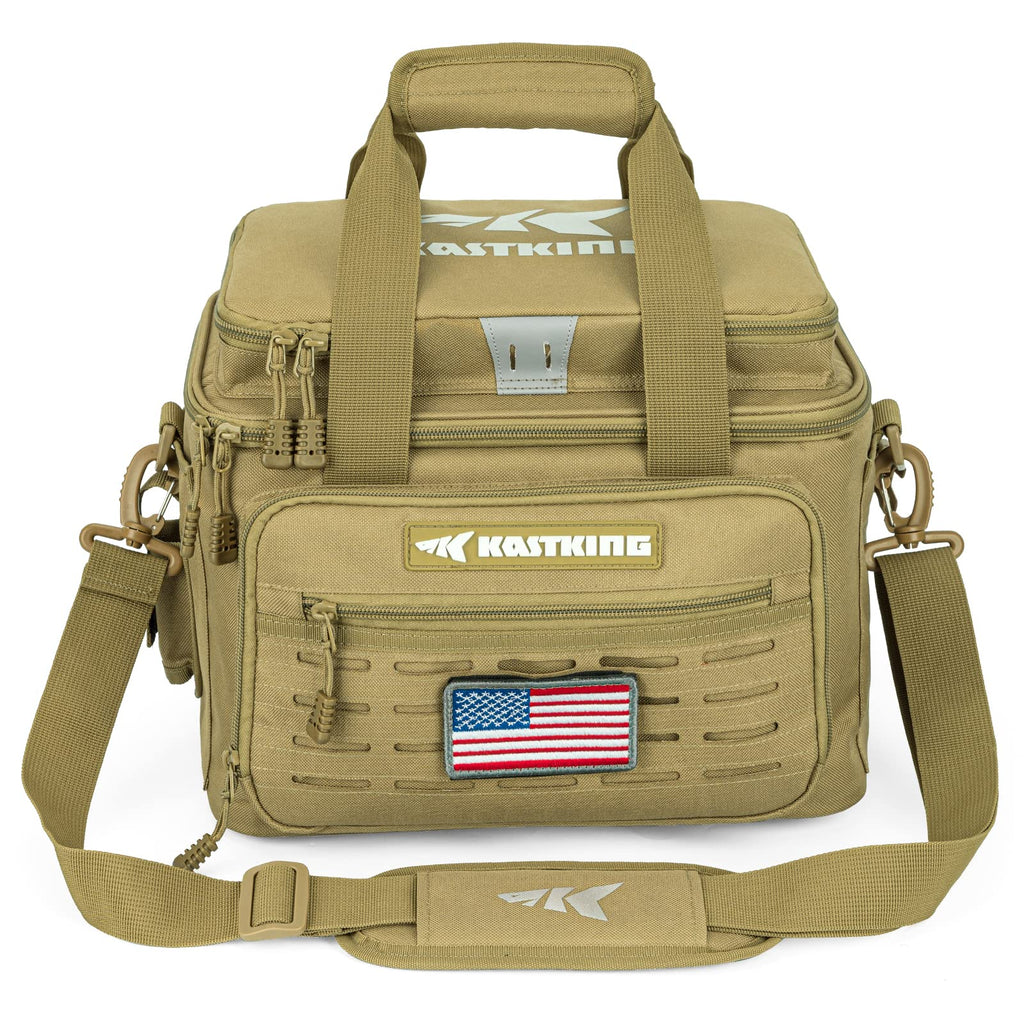 KastKing Karryall Fishing Tackle Bags for Saltwater or Freshwater Fishing - Water Resistant Material - Fishing Gear Storage - Medium Khaki