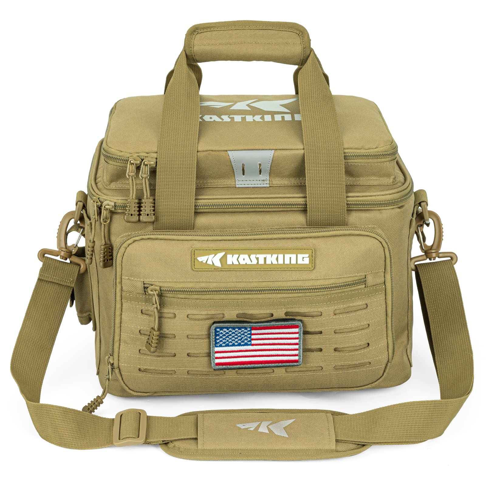 KastKing Karryall Fishing Tackle Bags for Saltwater or Freshwater Fishing - Water Resistant Material - Fishing Gear Storage - Medium Khaki
