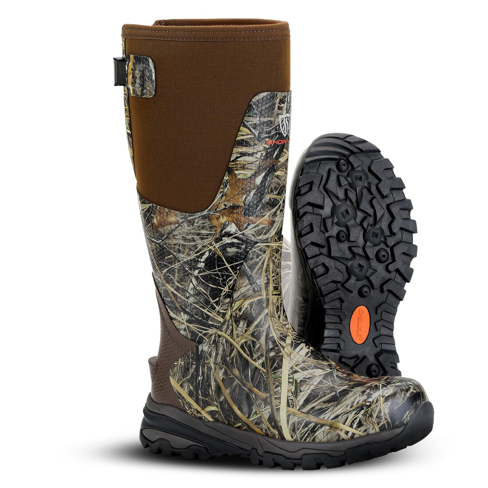 Showave Men's Arctic Pro Rubber Hunting Boots with Steel Shank Insulated Rain Boot Waterproof Neoprene Mud Boot Outdoor Snow Working Boots Cold Weather,Size 13,Camo