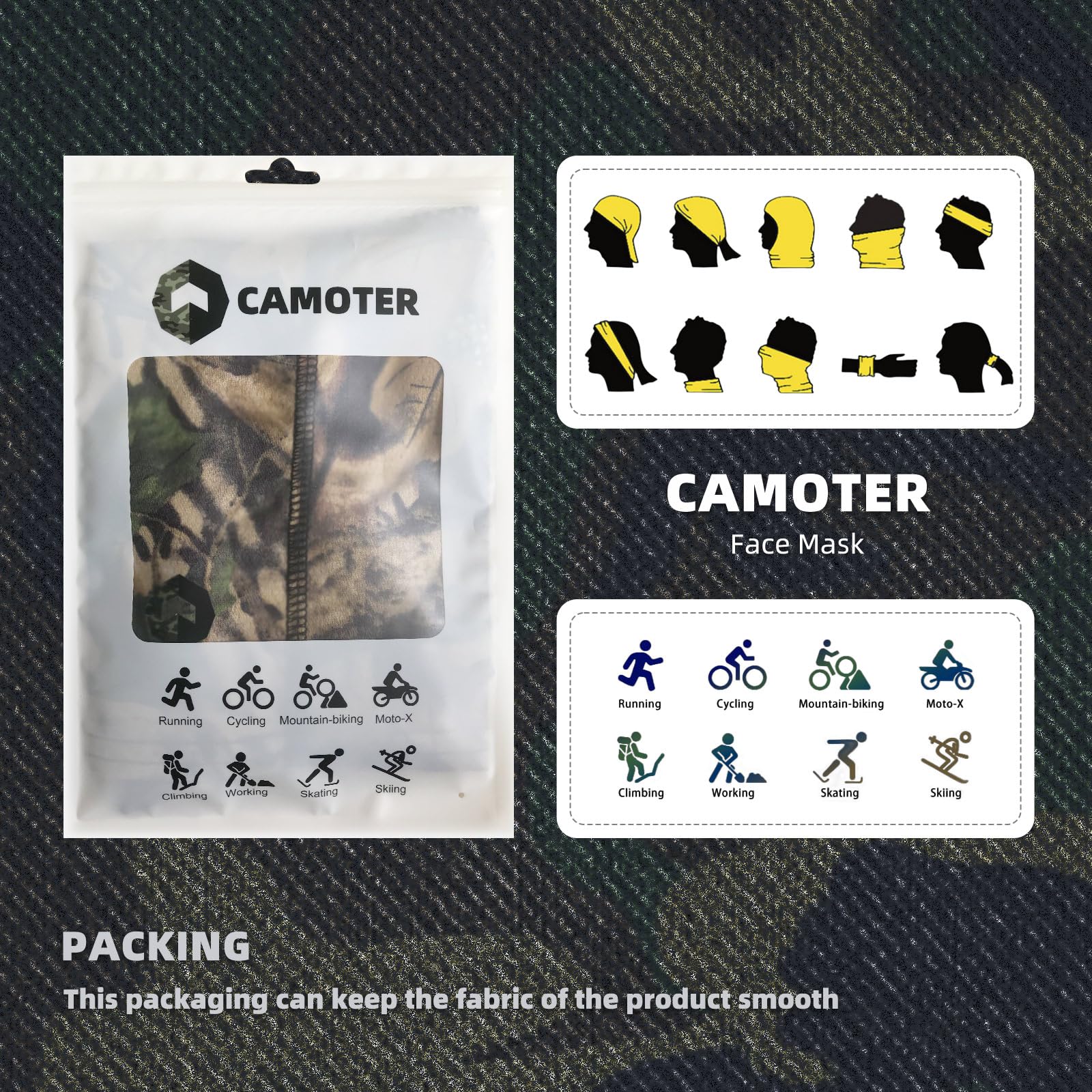 CAMOTER Camo Balaclava Mesh Face Mask - Lightweight Turkey Hunting Face Cover for Men & Women - Hunting, Fishing, Skiing (US, Alpha, One Size, CAMO A)