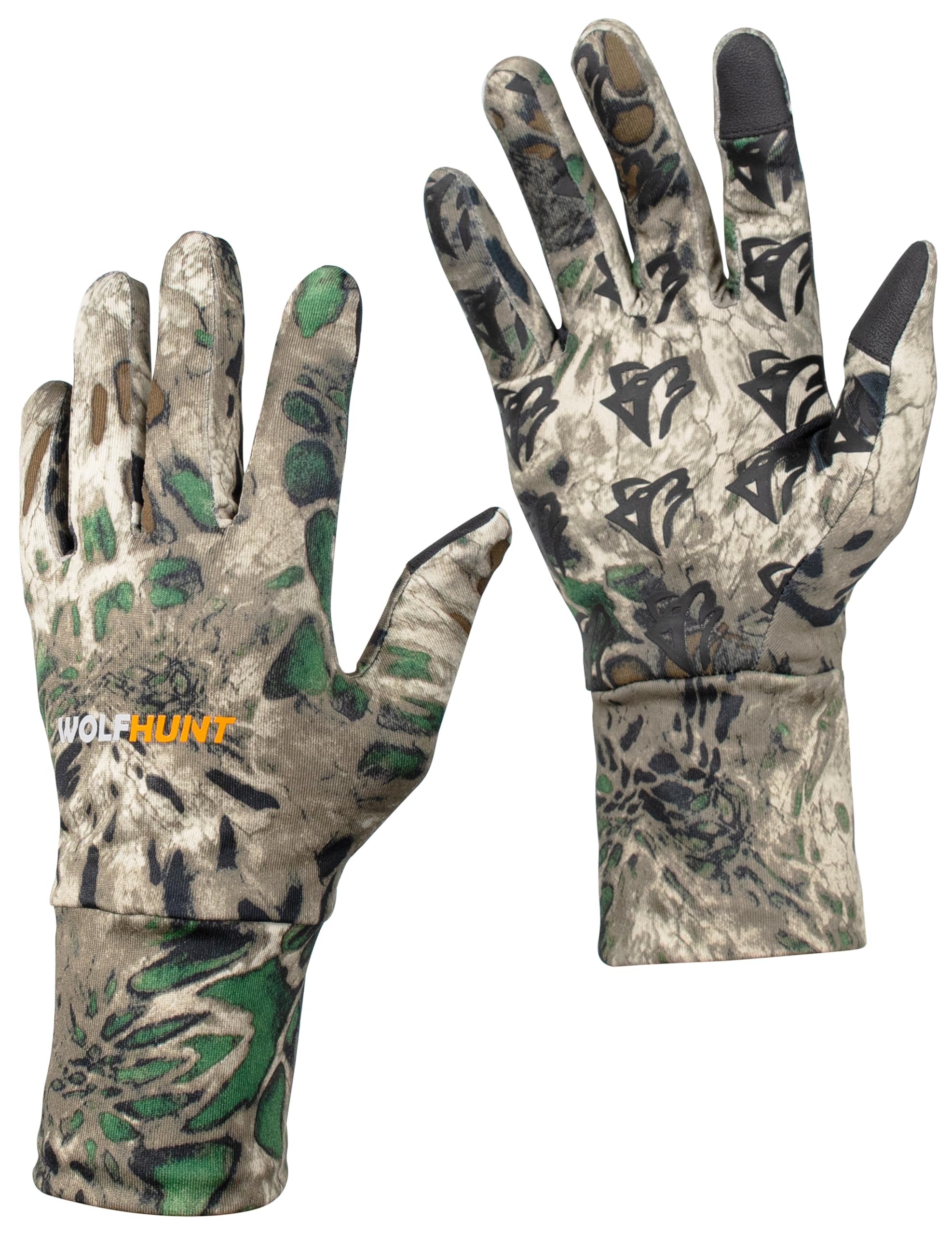 WOLFHUNT Lightweight Camouflage Hunting Gloves Full Finger, Men/Women Anti-Slip Camo Gloves for Hunting, Camo MP, M/L