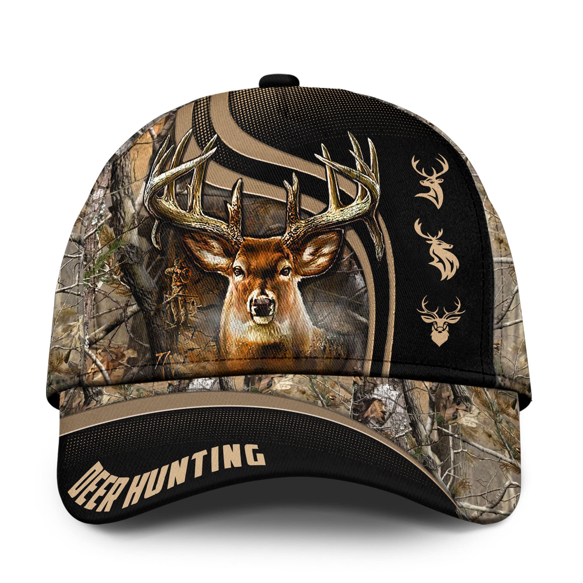 CleveFit Premium Deer Hunting Cap, Classic Deer Hunter Baseball Cap, American Hunter Brow Brown Adjustable Hat, Outdoor Hunting Dad Hat for Men