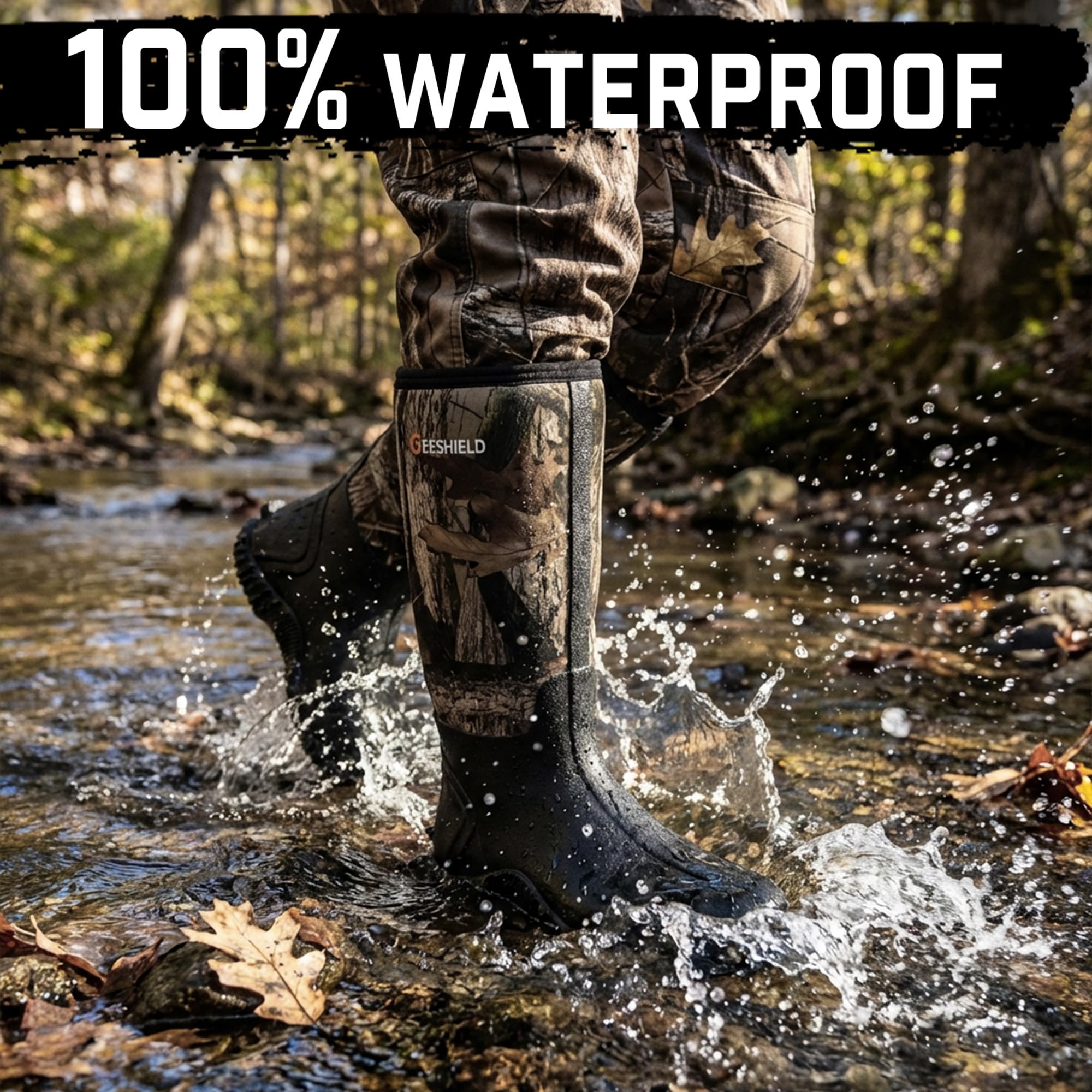 GIEESHIELD Rubber Boots for Men And Women, Waterproof Insulated Hunting & Work Boots with Steel Shank, Durable Anti-Slip Outdoor Boots for Farming, Gardening, Fishing, Mud Working(Black, Next G2 Camo)