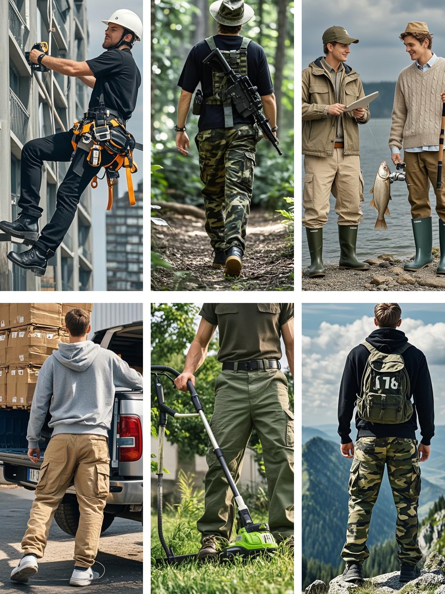 AKHIKING Men's Camo Cargo Work Pants Cotton Tactical Ripstop Casual Combat Pants with 8 Pockets Caoyuan 36x32