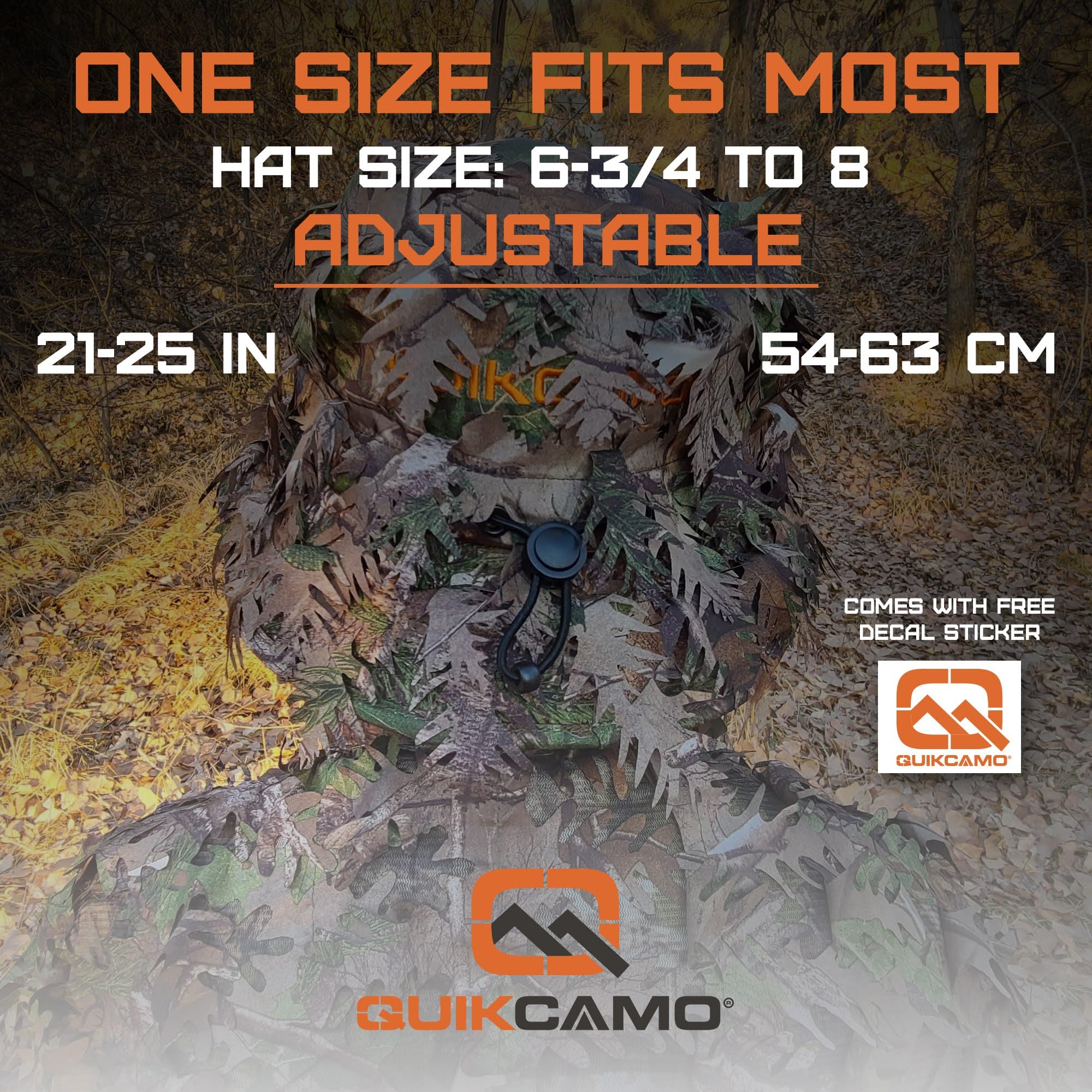QuikCamo Men’s Mossy Oak Obsession 3D Leafy Camo Bucket Hat with Built-In Face Mask for Turkey Hunting - Adjustable Size