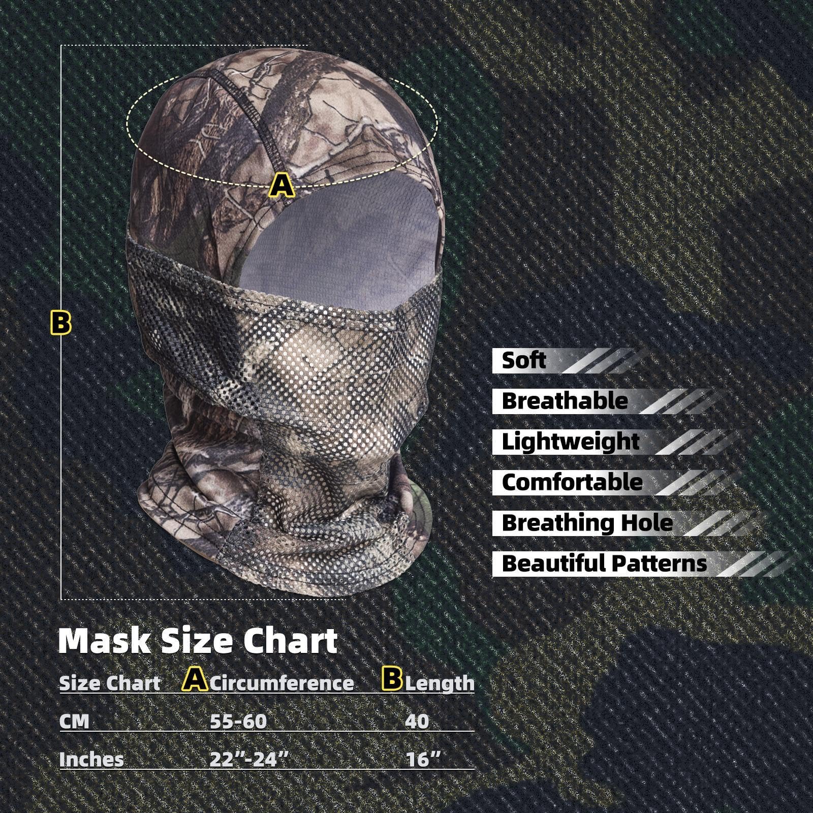 XY3545HS Camo Balaclava Face Mask with Mesh Breathable Holes for Man and Women-Huning Fishing Skiing Windproof UV Protection (Polyester, Camo B)