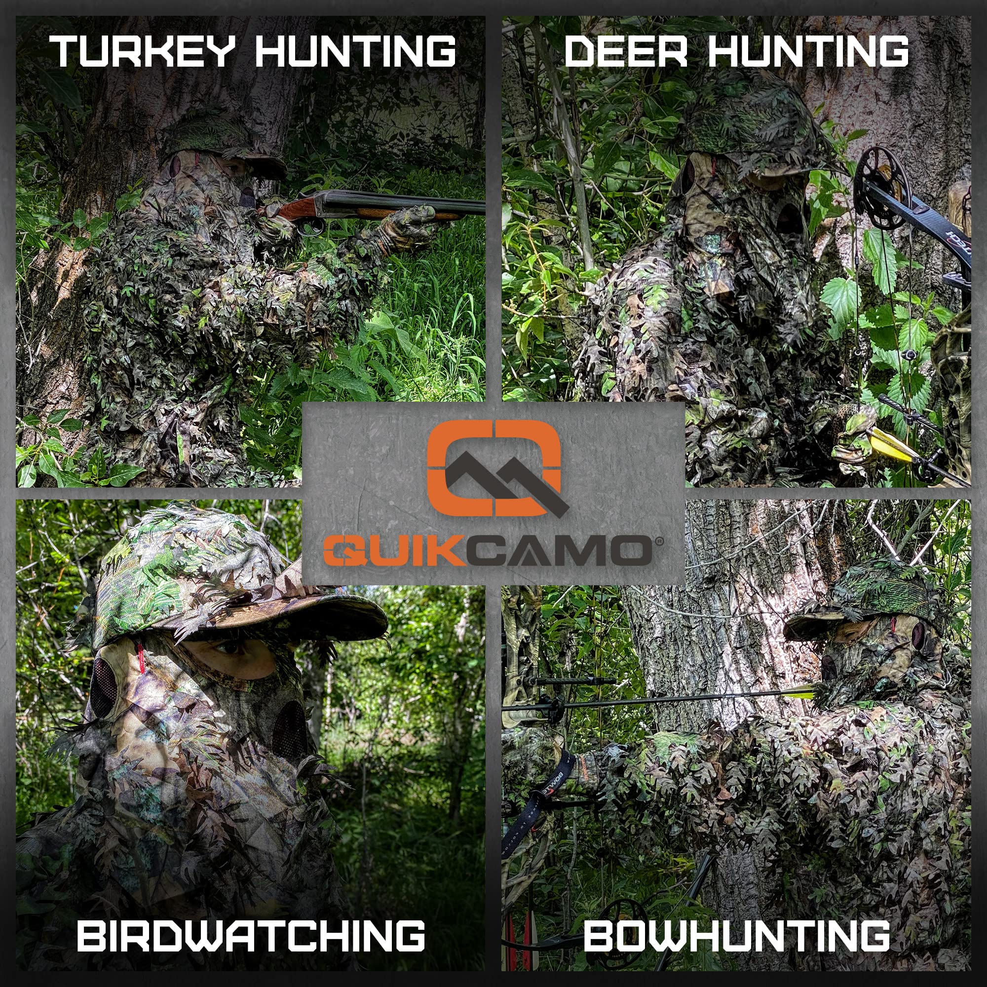 QuikCamo Realtree Xtra 2-in-1 3D Leafy Camo Face Mask + Hat Turkey Hunting Gear (Adjustable, One Size Fits Most)